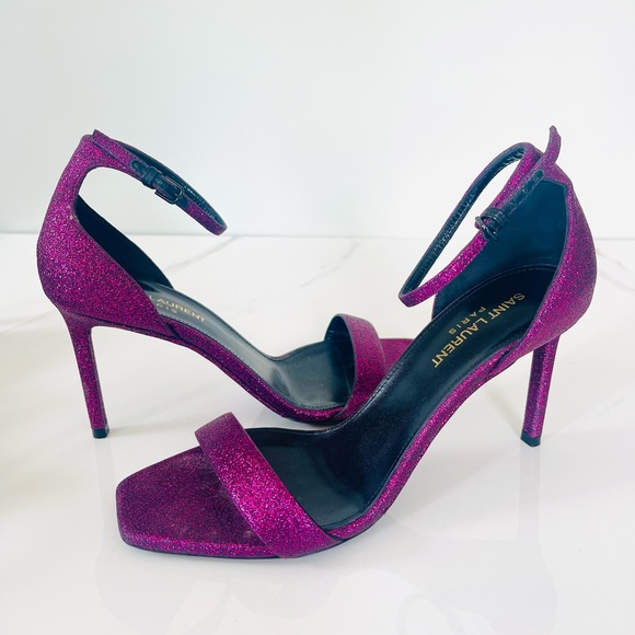 AUTHENTIC SAINT LAURENT GLITTER HEELS - Picture 7 of 12